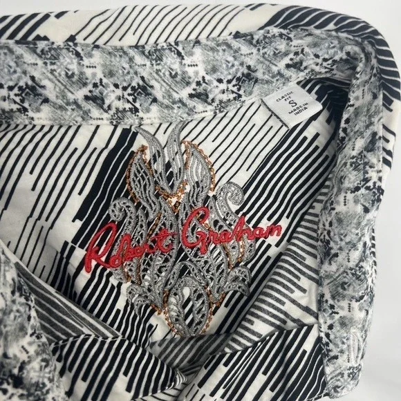 Robert Graham Mens Geometric Optical Illusion Short Sleeve Button Down Shirt S - Picture 3 of 7